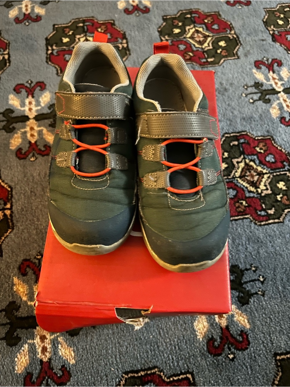 See Kai Run Green Sneakers with Orange Laces